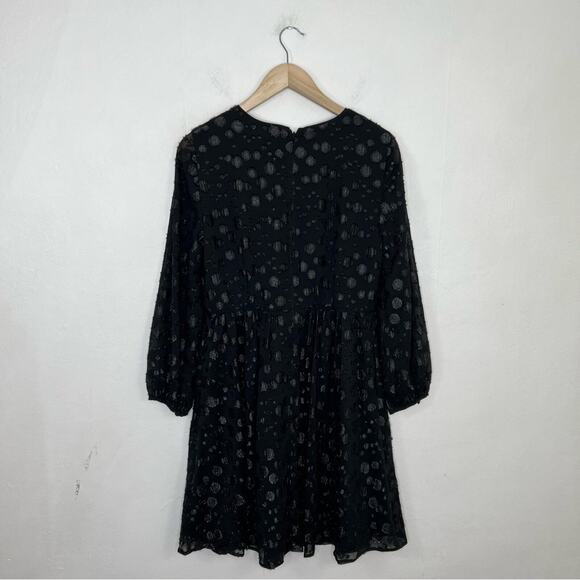 J. Crew Black A-Line Metallic Dot Jacquard Dress Size 4 - Picture 3 of 14